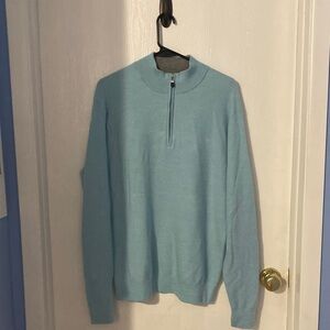 Peter Millar Sky Blue Zip-Up Cashmere Sweater XL